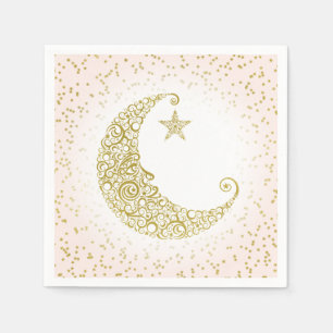 Twinkle Little Star Gold Moon Pink Napkin