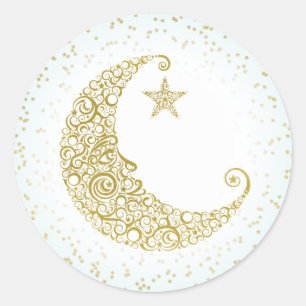 Twinkle Little Star Gold Moon Sticker Blue