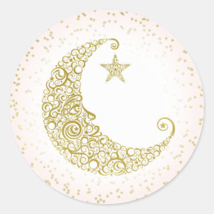 Twinkle Little Star Gold Moon Sticker Pink