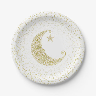 Twinkle Little Star Gold Moon White Paper Plate