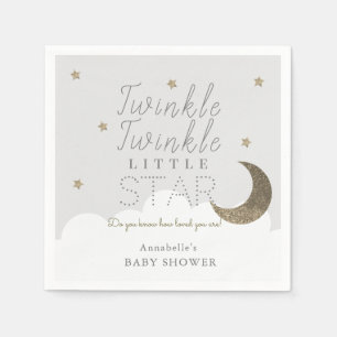 Twinkle Little Star Grey Baby Shower Paper Napkin