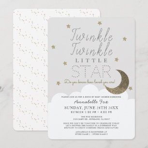 Twinkle Little Star Grey Drive-by Baby Shower Invitation