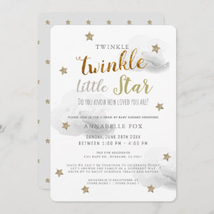 Twinkle Little Star Grey Drive-by Baby Shower Invitation