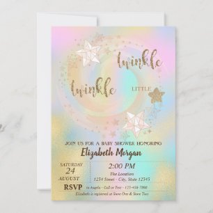 Twinkle Little Star Holographic Baby Shower  Invitation