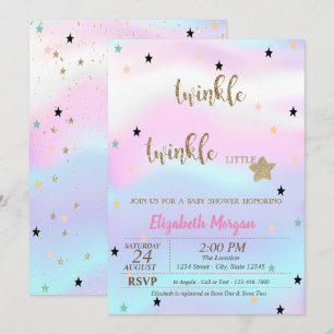 Twinkle Little Star Holographic Baby Shower Invitation