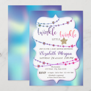 Twinkle Little Star Holographic Baby Shower Invitation