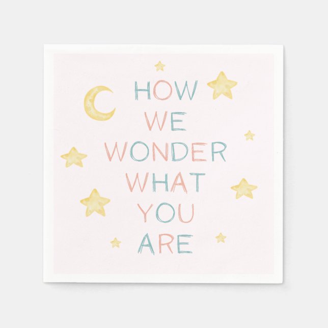 Twinkle Little Star How We Wonder Gender Reveal Napkin (Front)