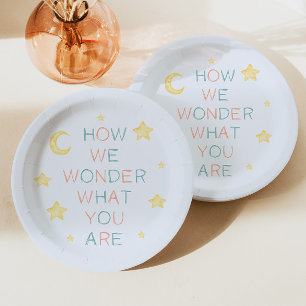 Twinkle Little Star How We Wonder Gender Reveal Paper Plate