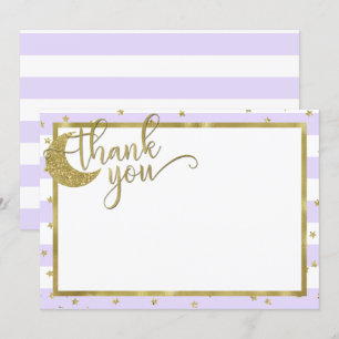 twinkle little star lavender & gold thank you card
