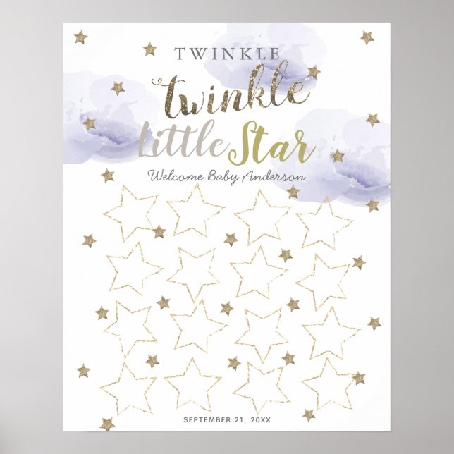 Twinkle Little Star Lavender Guest Book Sign (Front)