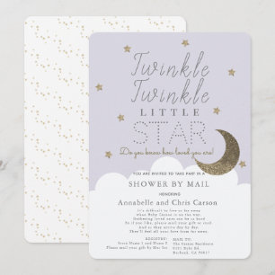 Twinkle Little Star Lilac Baby Shower by Mail Invitation