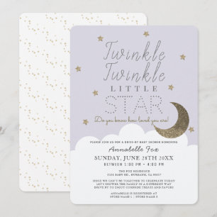 Twinkle Little Star Lilac Drive-by Baby Shower Invitation