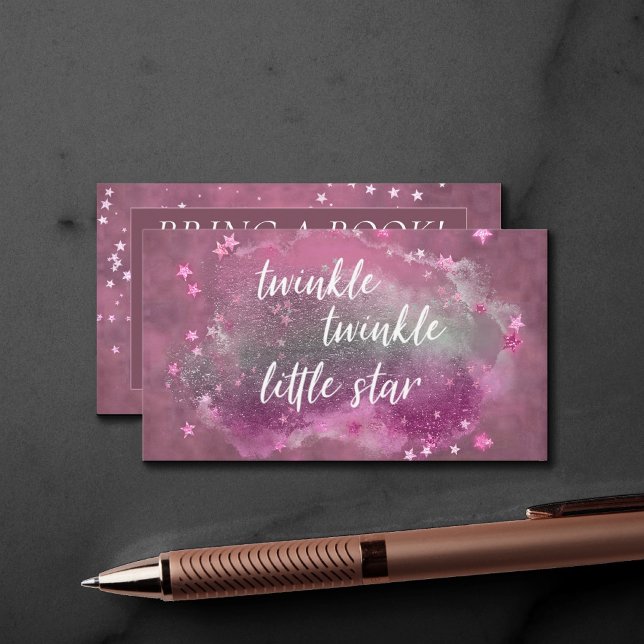 Twinkle Little Star | Mauve Pink Grey Bring a Book Enclosure Card (Creator Uploaded)