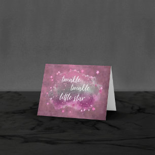 Twinkle Little Star Mauve Pink Silver Grey Photo Thank You Card