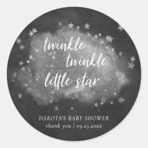 Twinkle Little Star   Monochrome Shower Thank You Classic Round Sticker