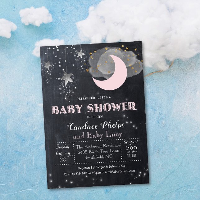 Twinkle Little Star Moon Baby Shower Invitation (Creator Uploaded)