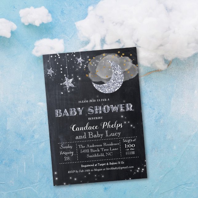 Twinkle Little Star Moon Baby Shower Invitation (Creator Uploaded)