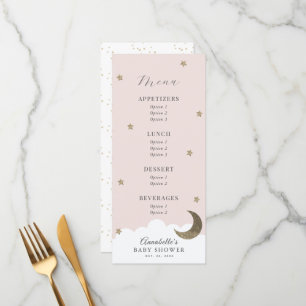 Twinkle Little Star Moon Pink Baby Shower Menu