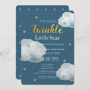 Twinkle Little Star Navy Baby Shower Invitation