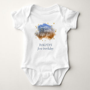 Twinkle Little Star   Navy Blue Copper Gold Dust Baby Bodysuit