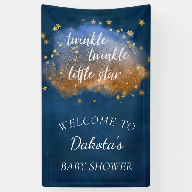 Twinkle Little Star | Navy Blue Copper Gold Dust Banner (Vertical)