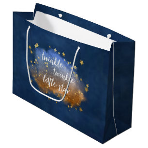 Twinkle Little Star   Navy Blue Copper Gold Dust Large Gift Bag