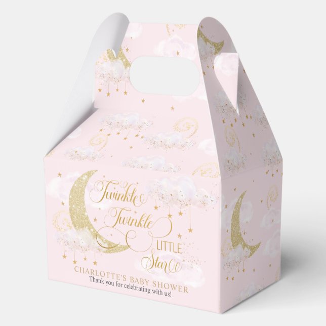 Twinkle Little Star Pink Baby Shower Birthday  Favour Box (Back)