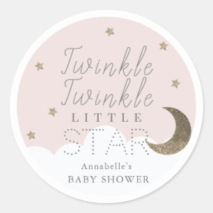 Twinkle Little Star Pink Baby Shower Classic Round Sticker