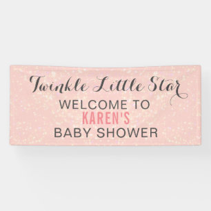 Twinkle Little Star Pink Baby Shower Personalised Banner