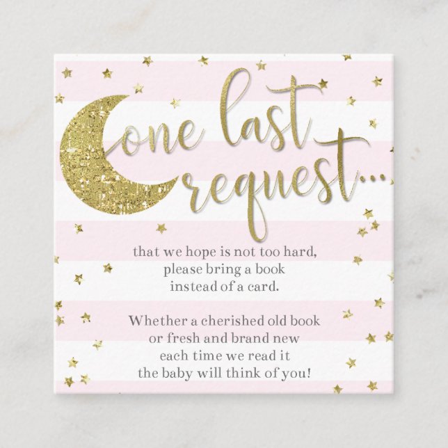 twinkle little star pink Bring a Book for Baby Enclosure Card (Front)