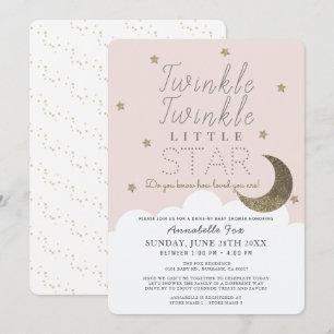 Twinkle Little Star Pink Drive-by Baby Shower Invitation