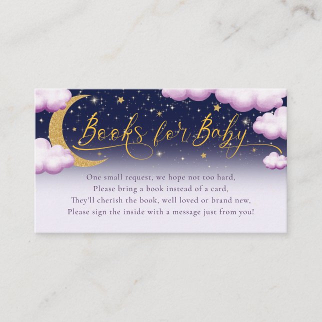 Twinkle Little Star Pink Girl Baby Shower Books Enclosure Card (Front)
