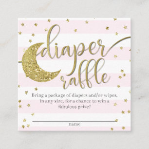 Twinkle Little Star Pink Gold Diaper Raffle Enclosure Card