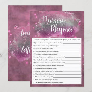 Twinkle Little Star   Pink Grey Nursery Rhyme Game Invitation