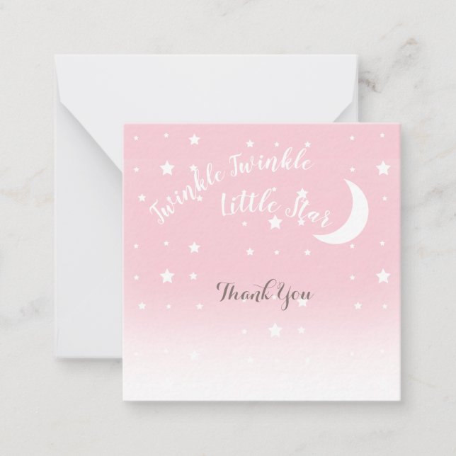 Twinkle little star pink thank you note card (Front)