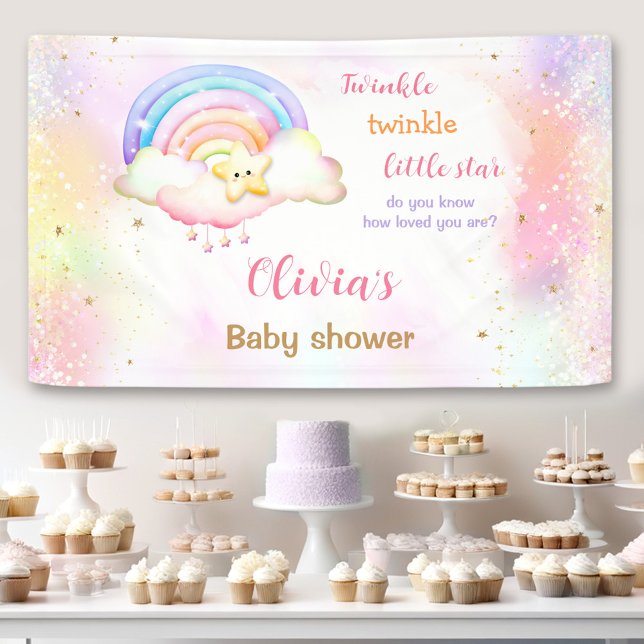 Twinkle Little Star Rainbow Baby Shower Banner (Twinkle Little Star Rainbow Baby Shower Banner)