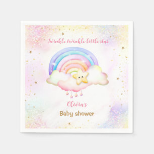 Twinkle Little Star Rainbow Girl Baby Shower Napkin