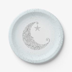 Twinkle Little Star Silver Moon Blue Paper Plate