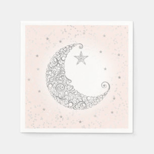 Twinkle Little Star Silver Moon Pink Napkin