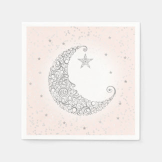 Twinkle Little Star Silver Moon Pink Napkin