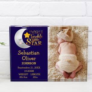 Twinkle Little Star Simple Birth Announcement Baby Photo Block