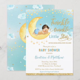 Twinkle Little Star Sleeping Baby Shower Boy  Invitation