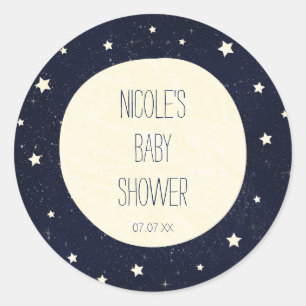 Twinkle Little Star Starry Sky & Moon Baby Shower Classic Round Sticker
