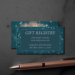 Twinkle Little Star Teal Copper Shower Registry Enclosure Card