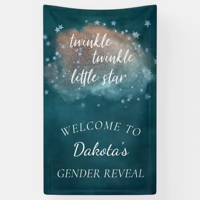 Twinkle Little Star | Teal Green and Taupe Brown Banner (Vertical)