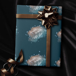 Twinkle Little Star   Teal Green and Taupe Brown Wrapping Paper