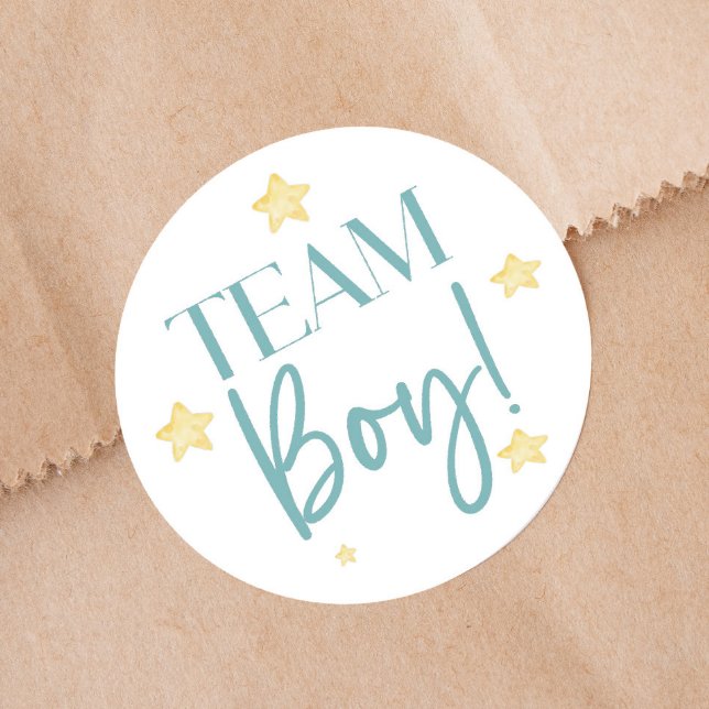 Twinkle Little Star Team Boy Blue Gender Reveal Classic Round Sticker (Creator Uploaded)