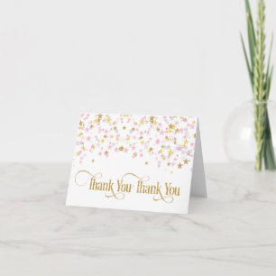 Twinkle Little Star Thank You Pink Gold Card