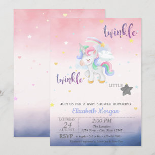 Twinkle Little Star Unicorn Baby Shower Invitation