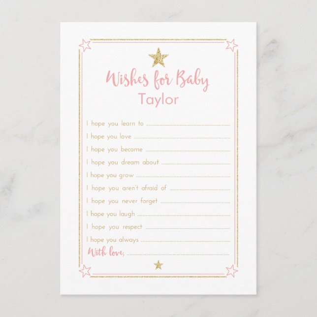 Twinkle Little Star Wishes for Baby Card Pink Gold (Front)